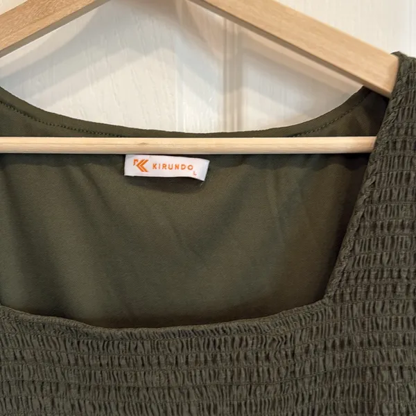 Kirundo smocked olive green long sleeve maxi dress - Image 6