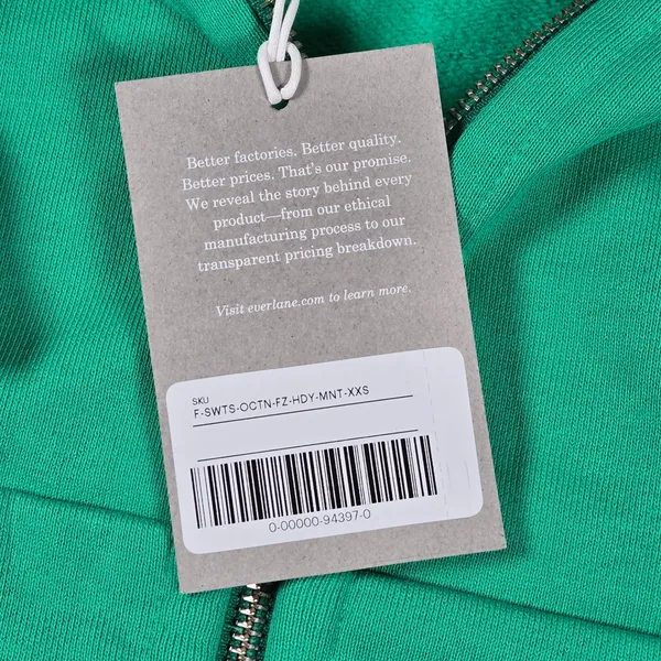 Everlane Organic Cotton Full Zip Hoodie Bright Jade Green Size‎ XXS Cropped - Image 4