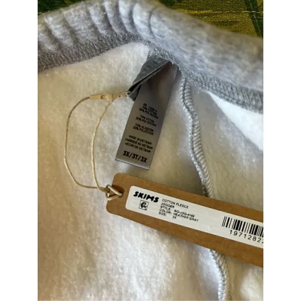 NWT SKIMS Cotton Fleece Jogger 3X Light Heather Gray Sweatpants 30.5 Inseam - Image 3