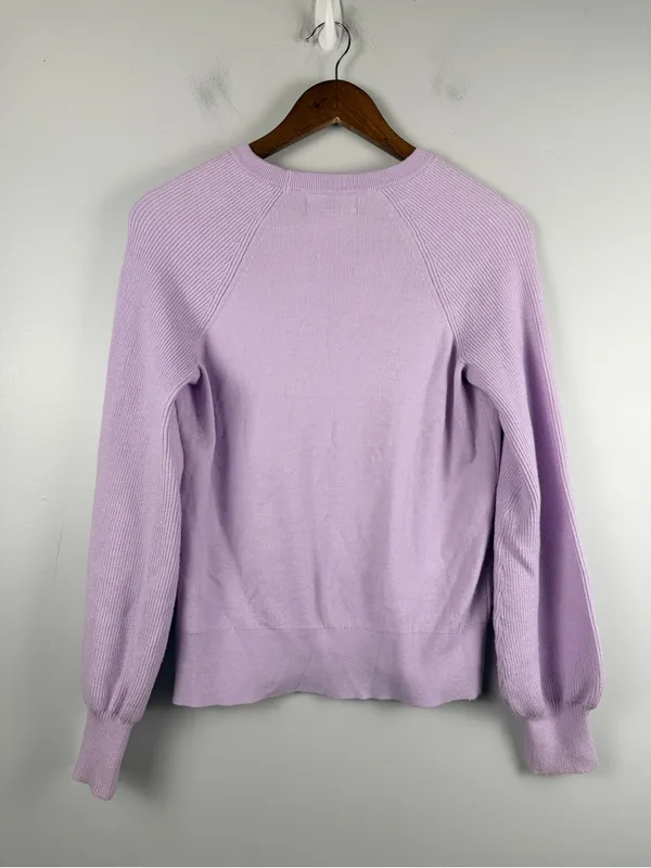 Anthropologie purple bishop sleeve Mary knit pullover sweater size small - Image 7