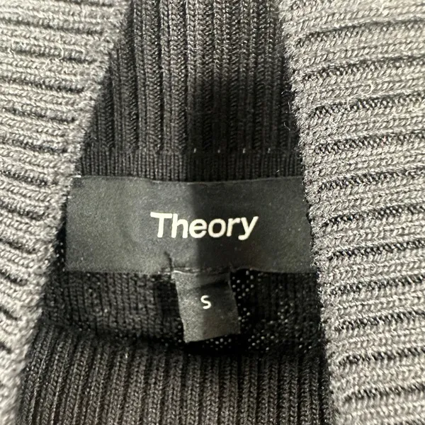 Theory Size Small Pullover Crop Sweater Turtleneck Silk Alpaca Blend Black Gray‎ - Image 4