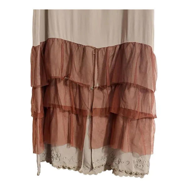 Nataya Women’s Taupe Dress Sz S Titanic Gatsby Jazz Party Wedding Tiered chiffon - Image 7