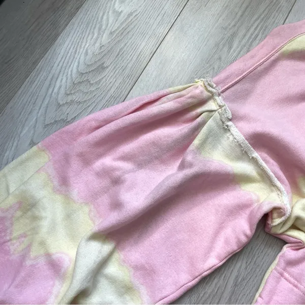 Free People Sweatshirt tie dye feels right womens Pink Yellow (small) hippie - Image 8