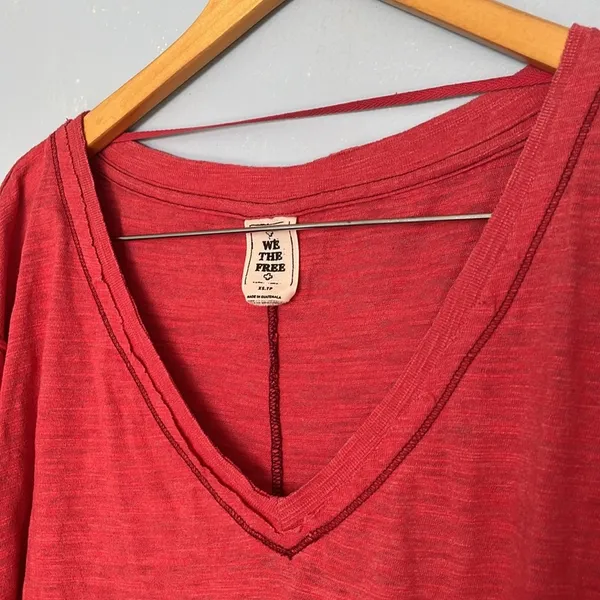 We The Free Oversized Boxy Deep V Neck Short Sleeve Relaxed T Shirt - Image 7