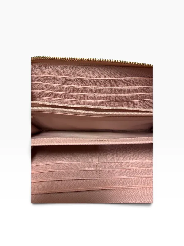 Coach Blush Pink Gold Heart Print Zip Around Continental Wallet - Image 9