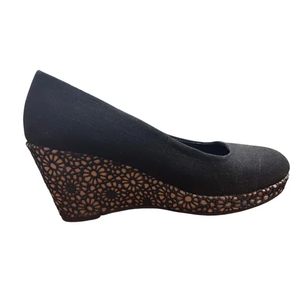 Maurices Melanie Black Wedge Pumps Floral Lace Heel Dark Romantic Women's 8 - Image 9