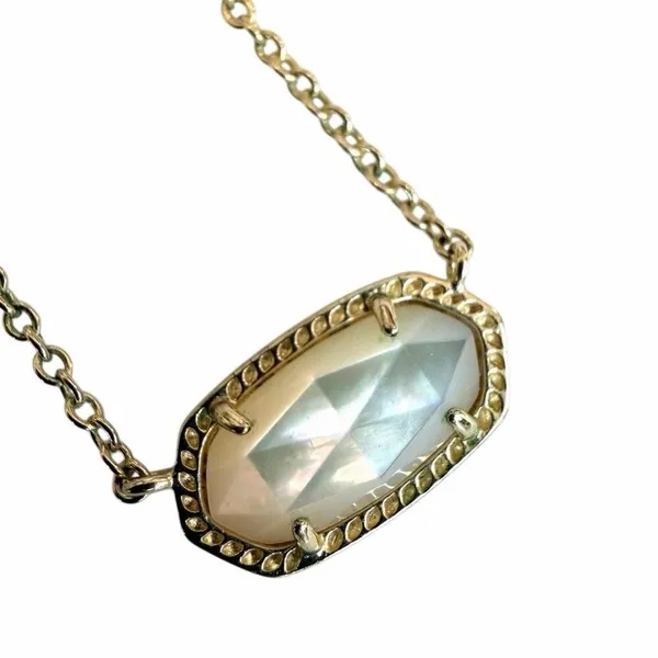 Kendra Scott Gold Tone Oval Opalescent Stone Necklace - Image 6