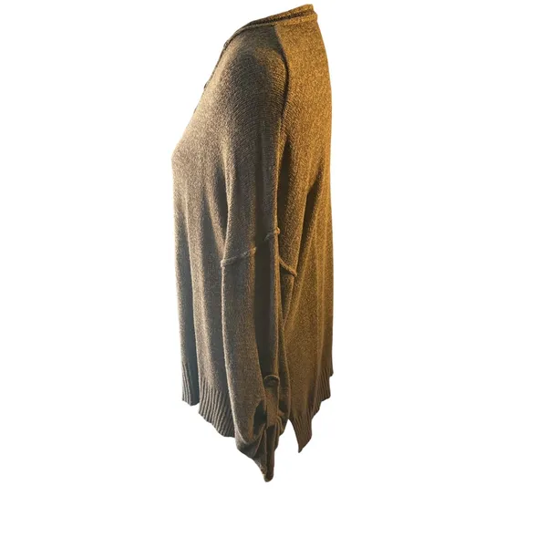 She + Sky Brown Button Henley Knit Top - Image 2