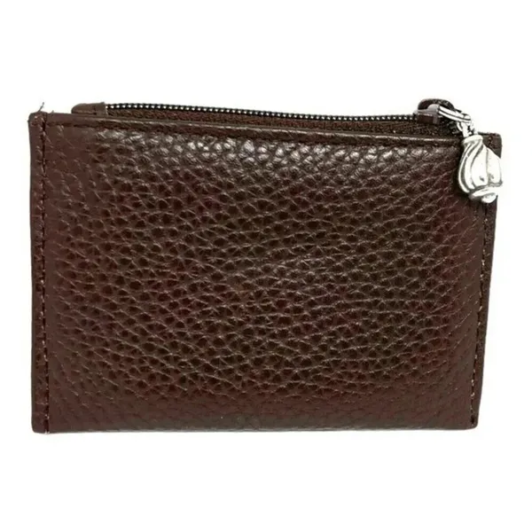 Brighton Small‎ Wallet Brown Leather ID Holder Zippered Coin Purse Heart Window‍ - Image 3