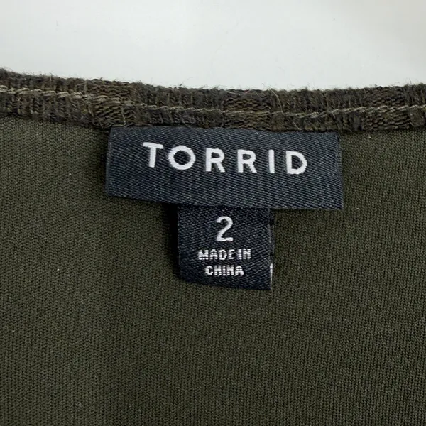 Torrid Size 2 18/20 Olive Ribbed Knit Tiered Midi Dress Long Sleeve Pockets - Image 4