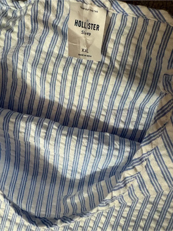 Hollister Blue & White Striped Sleep Top - Image 2