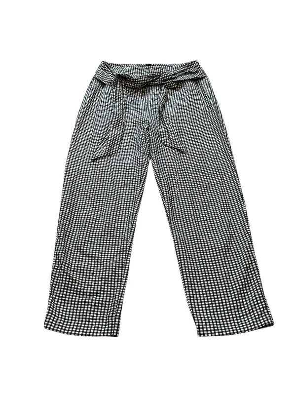 Free People High Waist Pants Cropped Tie Front Gingham Retro Vibes Casual Preppy - Image 6