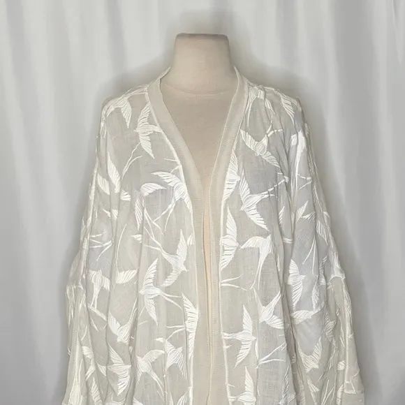 Anthropologie LILKA Shorebird Embroidered Bird Swim Cover-Up Jacket Medium Large - Image 3