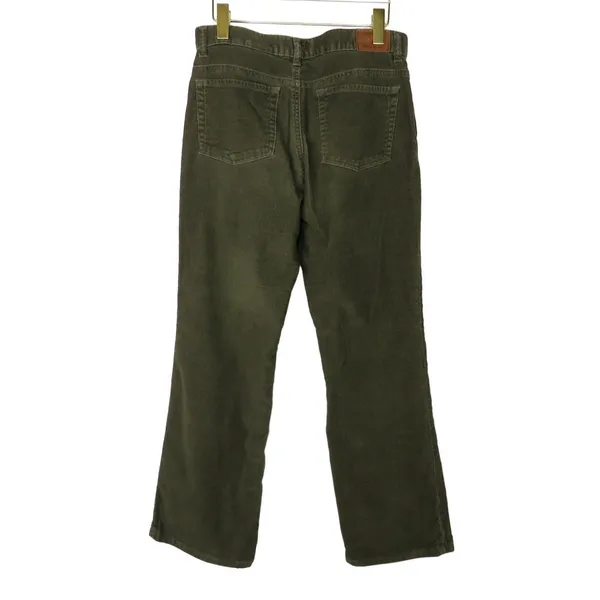 90s Vintage Eddie Bauer Olive Green Velvet Corduroy Straight Leg Pants 8P 30" - Image 3