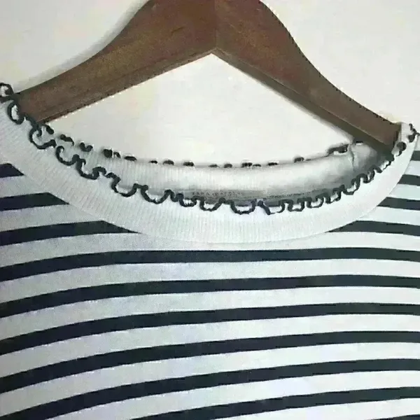 Zara Trafaluc collection navy and white striped long‎ sleeve top Sz S - Image 6