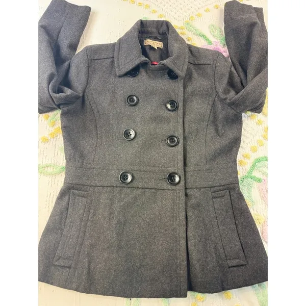 American Rag Co vtg Womens Double Breasted‎ Peacoat Gray Wool Blend Size Medium - Image 6