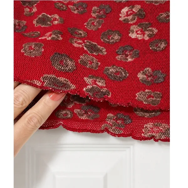 Free People Poppy Tube Top NWT Red Floral Strapless Smocked Removable Straps Lg - Image 3