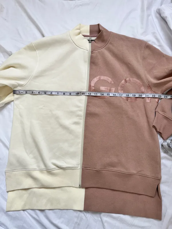 SDMOVE Two-Tone Zip Front Sweatshirt in Cream & Dusty Rose - Image 9