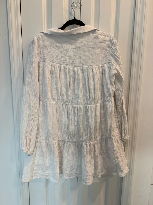 Petal + Pup White Gauze Tiered Babydoll Mini Dress - Image 4