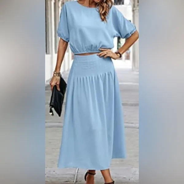 Ecowish 2 piece maxi skirt and crop top, woman’s 2 piece set, size small, new - Image 3