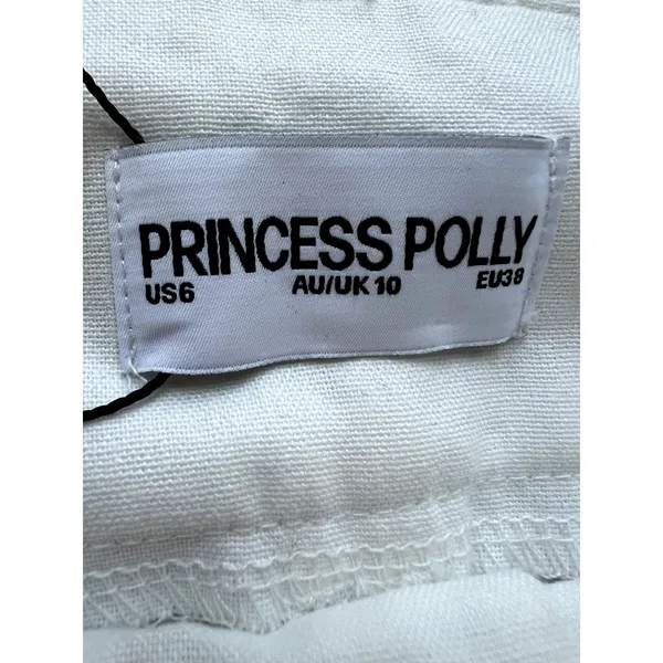 Princess Polly Two Lovers Linen Low Rise Pants White Size 6 New - Image 9