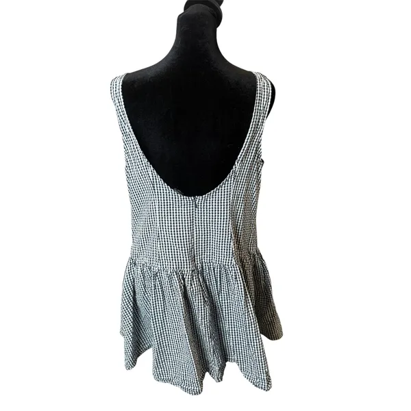 Wild Fable Seersucker Gingham Plaid Mini Dress Womens L Navy White Button Front Drop Waist - Image 15