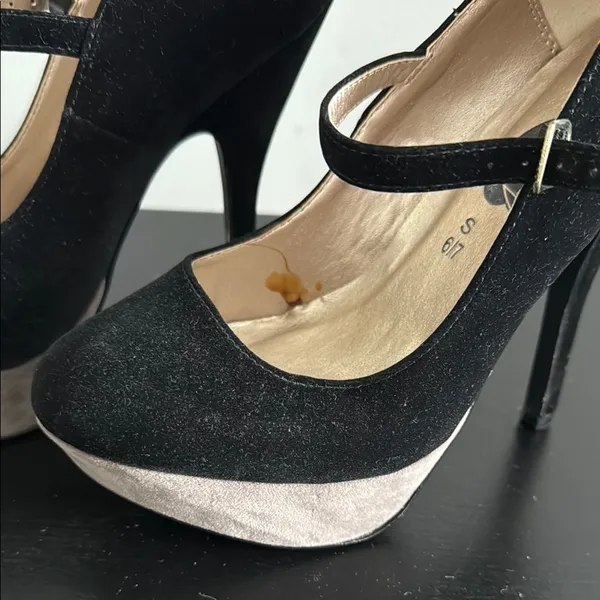 Rue21 Black and Gray/Tan‎ Platform Heels Sz SM - Image 4