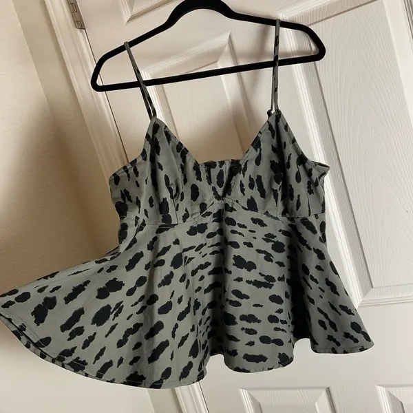 NWT Scoop Leopard Print Denim Peplum Top - Herbal Olive Green Plus Size XXL - Image 3