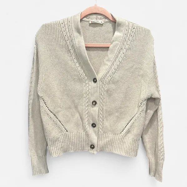 Marine Layer Robin Crop Cardigan In Oatmeal XS - Image 2