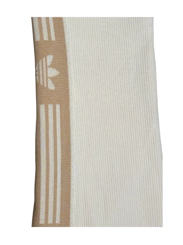 new adidas Originals ミ Ski Chic Flared Rib Retro 3 Stripe Leggings ミ Oatmeal ミ M - Image 8