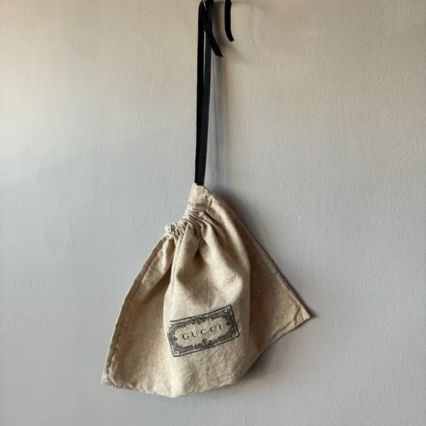 GUCCI Drawstring Dustbag Small Tan‎ and Black - Image 6