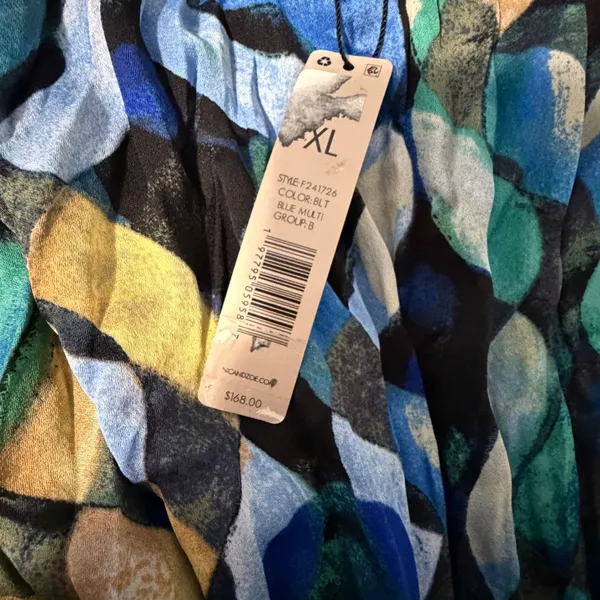 NIC+ZOE Blue Multi Abstract Geometric Pleated Maxi Skirt XL F241726 NWT - Image 4