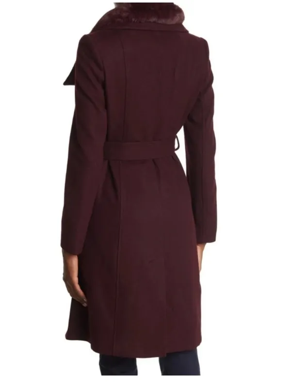 $360 Sam edelman belted wool coat in rich plum size 8 - Image 3