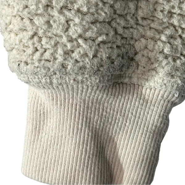 Aerie Offline Sherpa Teddy Jacket Oatmeal Cream Cropped Hoodie Small - Image 7