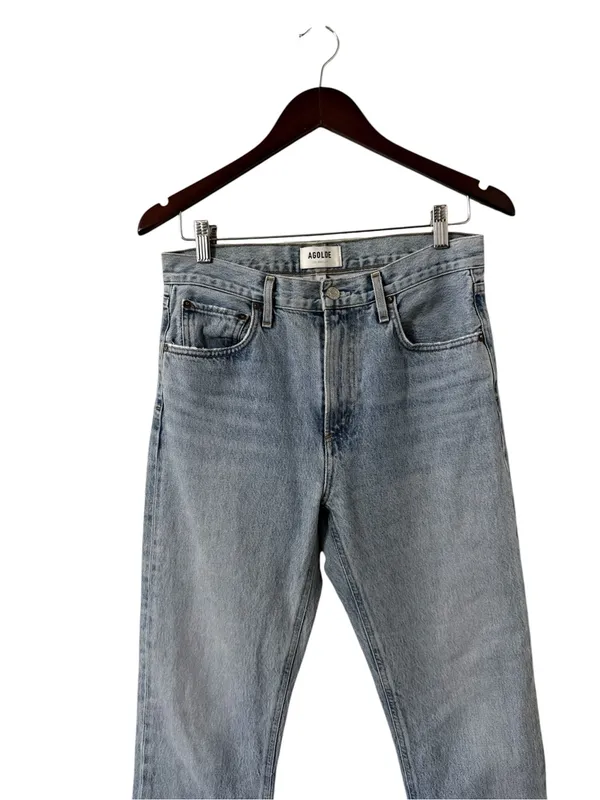 AGOLDE Cherie Straight High Rise Raw Hem Cotton Jeans - Image 6