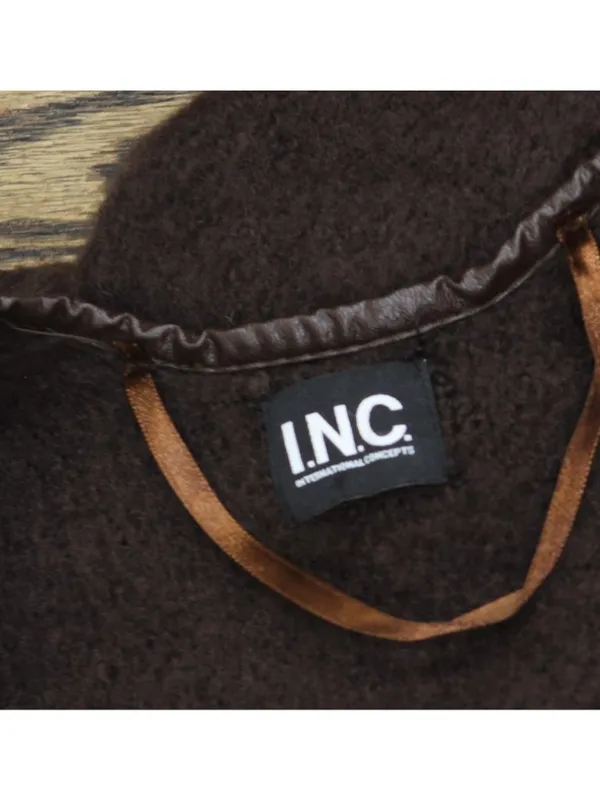 NEW Inc International Concepts Belted Ruana Topper with Piped Trim Dark Brown - Image 3