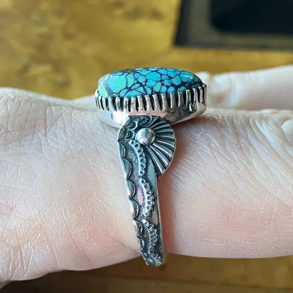 Matrix Turquoise Sterling Silver Ring Size 9 Blue - Image 3