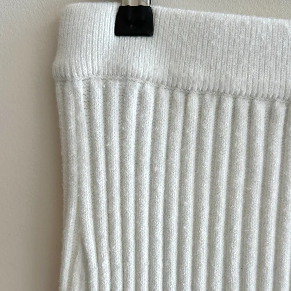 Amazon Women’s White Ribbed Sweater Midi Slit Skirt, Size Large - Image 9