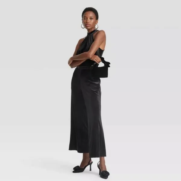 A New Day‎ Women's Halter Black Velvet Sleeveless Jumpsuit - M - Image 2