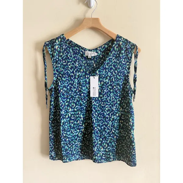 Molly Bracken Blue Tie V-Neck Tank Top Size Small NWT Preppy Minimalist Workwear - Image 3