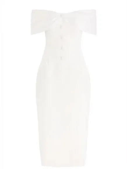 ODD MUSE The Ultimate Muse Bow Midi Dress In White, S - Image 3