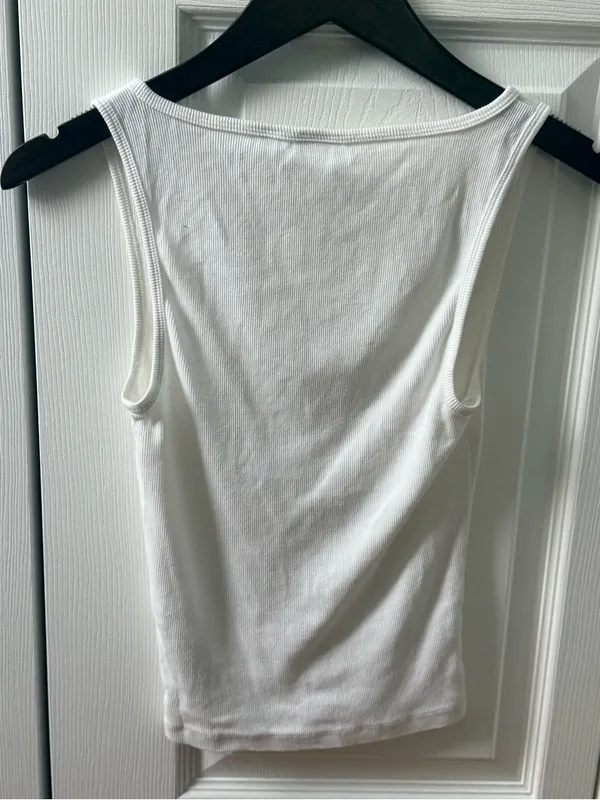 Aritzia Homestretch Rib Henley Tank in White - Image 3