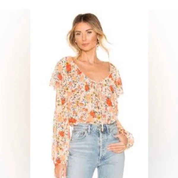 Free People Ivory And Coral Say It To Me Floral Body Suit - Image 5