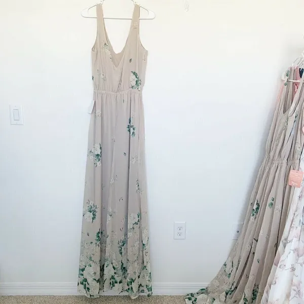 NWT Show Me Your MuMu floral maxi dress beige MEDIUM bohemian Bridesmaid prom - Image 6