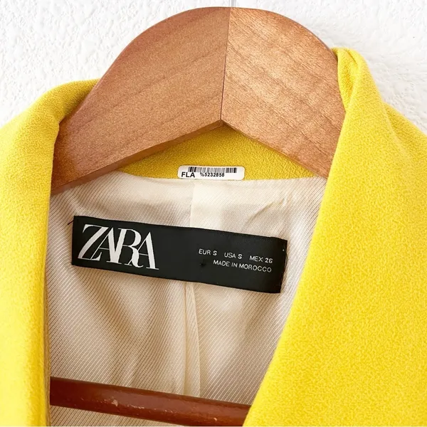 Zara Yellow Mustard Gold Inverted Lapel Minimalist Chic Longline Blazer Coat - Image 7