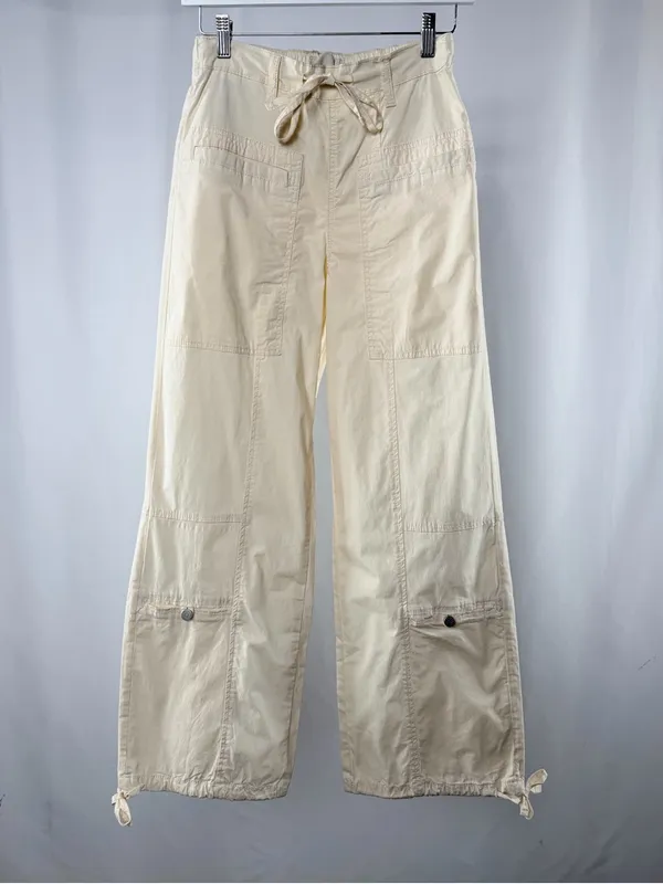 Habitual Wide Leg Drawstring‎ Waist Pants in Cream Size XS - Image 3