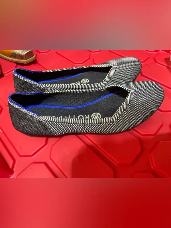 Rothy's The Flat Cloud Grey Birdseye Round Toe Ballet Size 6 - Image 4