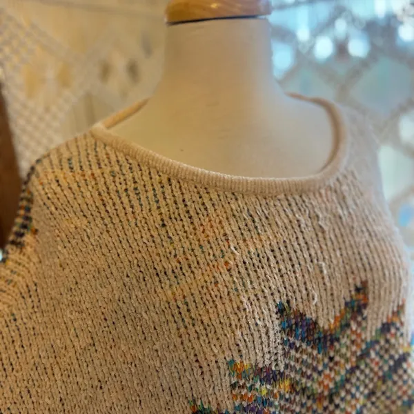 Multicolor Aztec Fringe Poncho Sweater Size undefined - Image 3