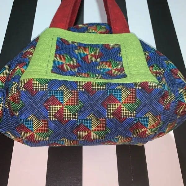 Fabric Quilted Handmade Zipper Folding Oversize Handbag Unique Funky Zips Shut - Image 8