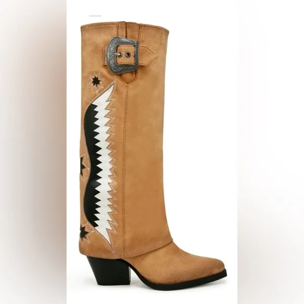 NWT Zodiac Western Boot Faux Suede Caramel size 7 - Image 3